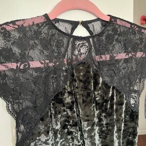 Black Lace and Velvet Top